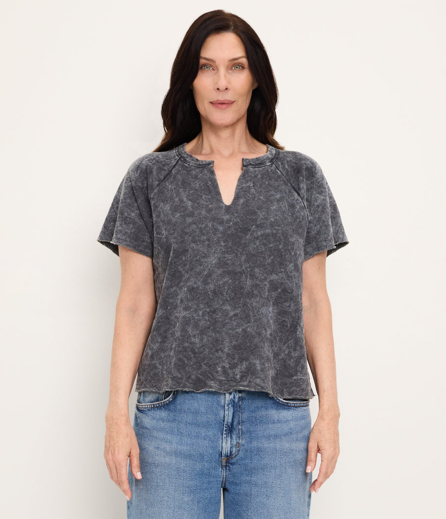 Jessie Mineral Wash Crewneck Tee BLACK / XL #BLACK