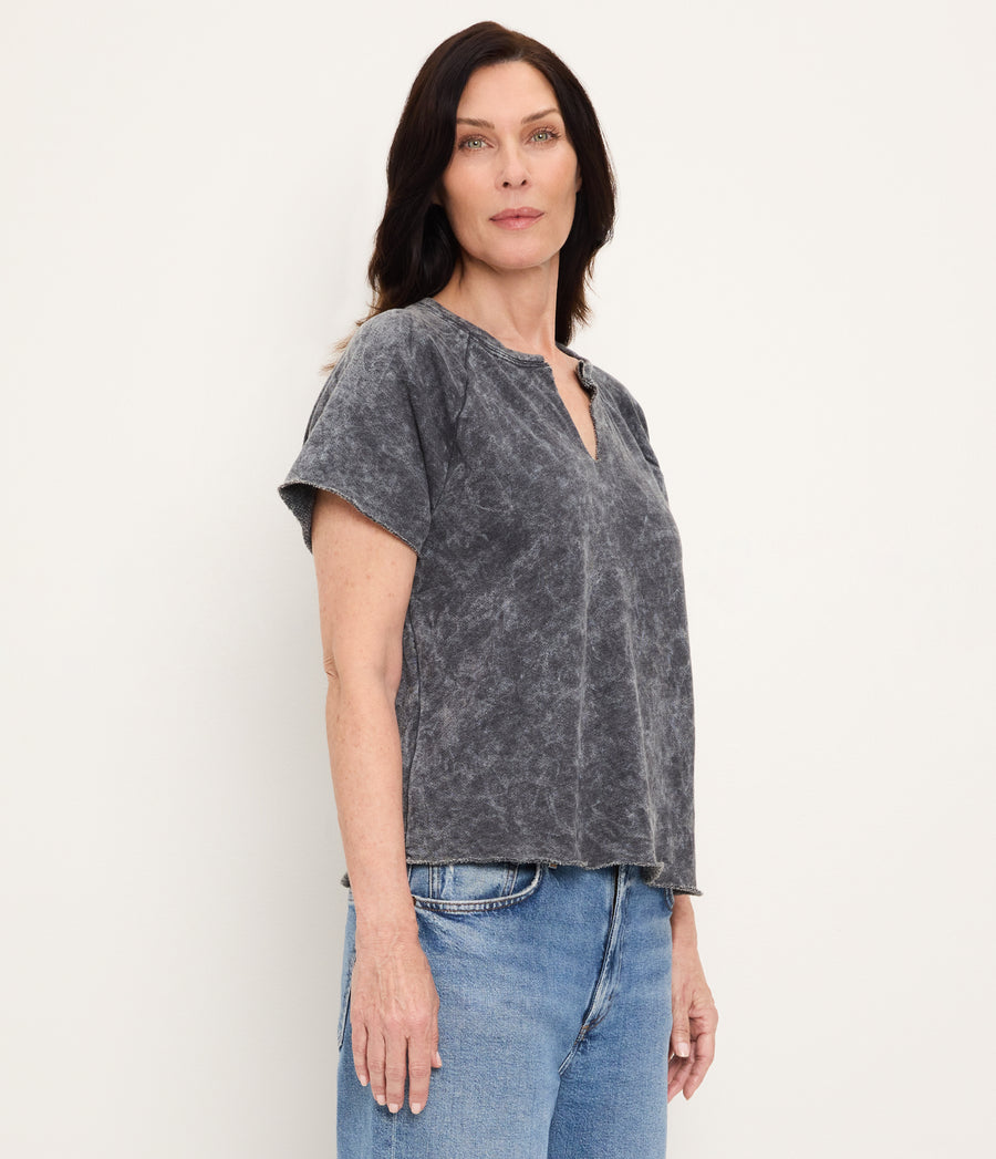 Jessie Mineral Wash Crewneck Tee BLACK / XL #BLACK