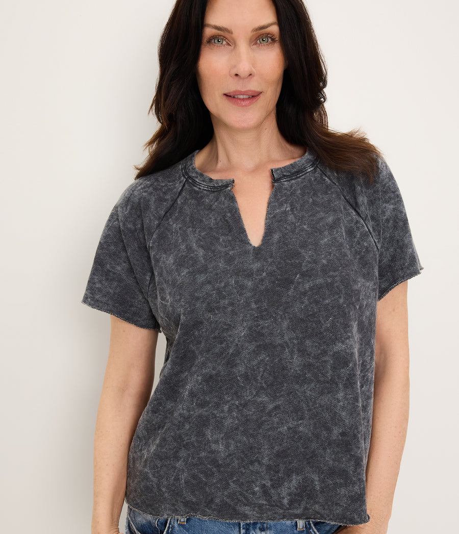 Jessie Mineral Wash Crewneck Tee BLACK / XL #BLACK