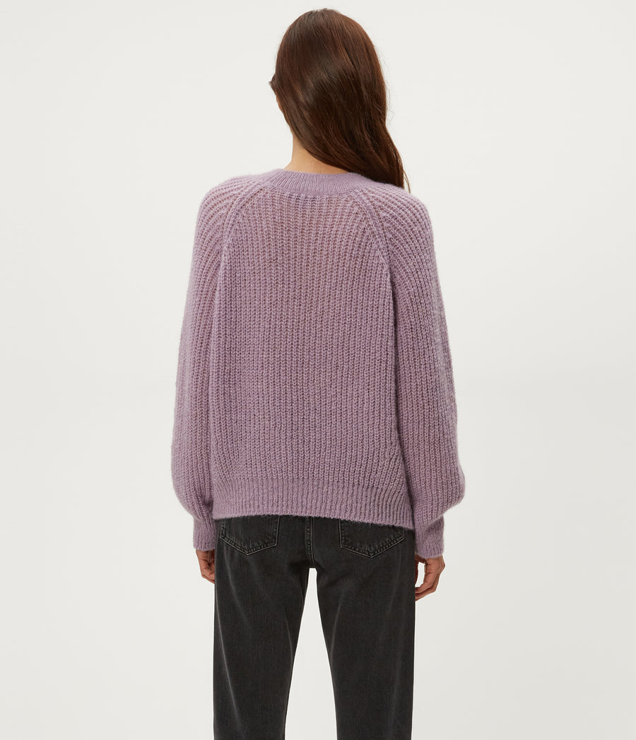 Indra Crewneck Sweater in Amethyst Purple Back View #AMETHYST
