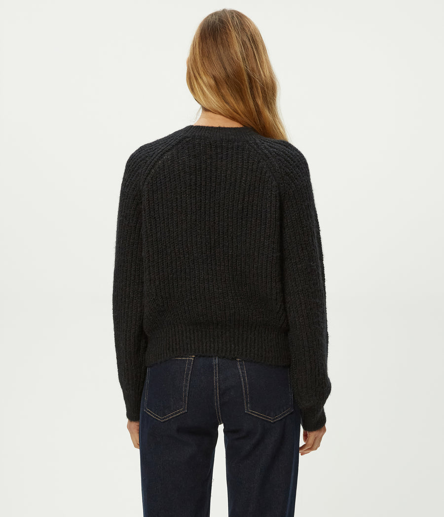 Indra Crewneck Sweater in Black Back View #BLACK