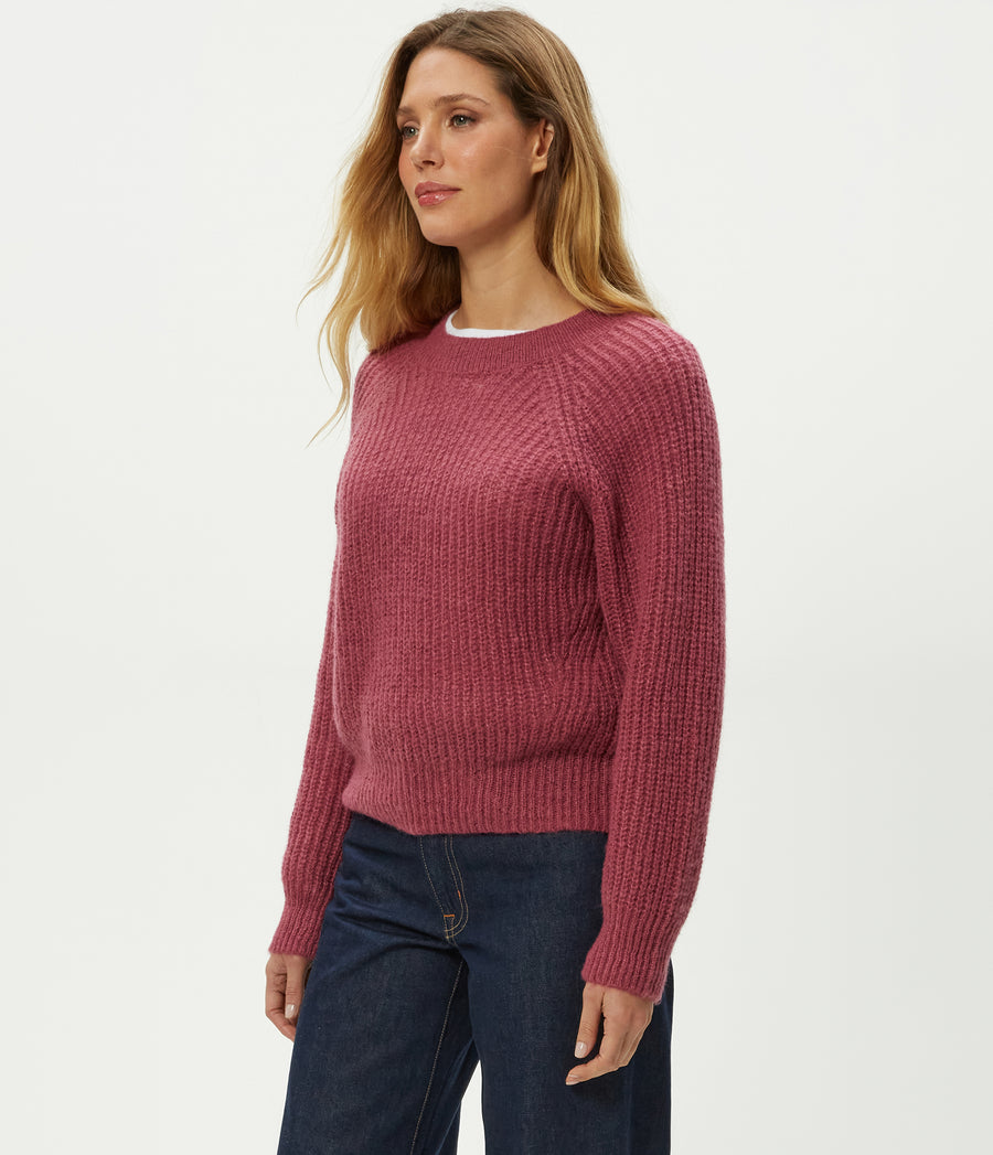 Indra Crewneck Sweater in Baby Plum Purple Side View #BABY PLUM