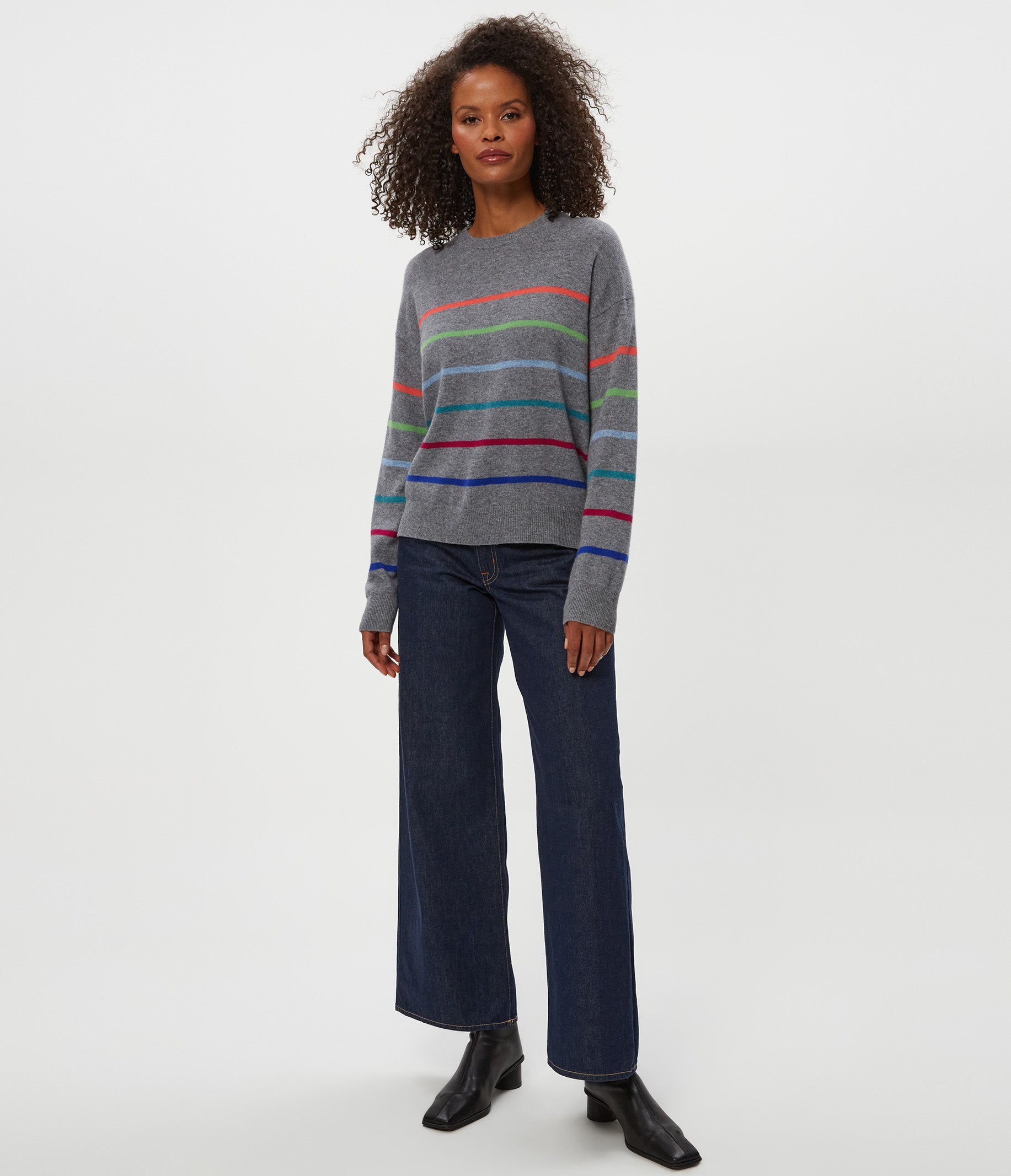 Celeste Striped Crewneck Cashmere Sweater