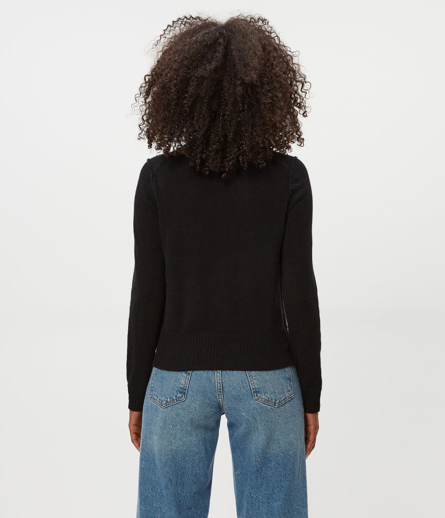 Sophie Crewneck Cashmere Sweater in Black Back View #BLACK