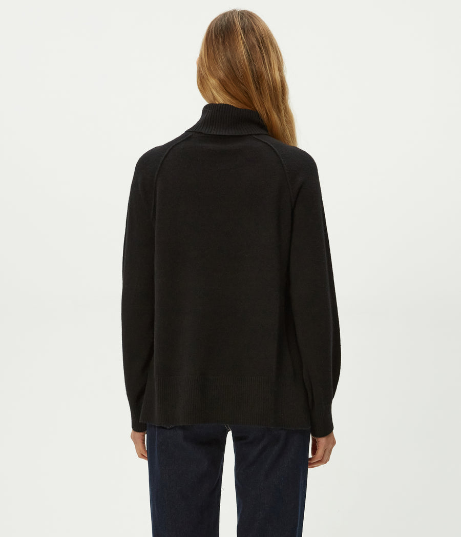 Tegan Cashmere Turtleneck in Black Back View #BLACK