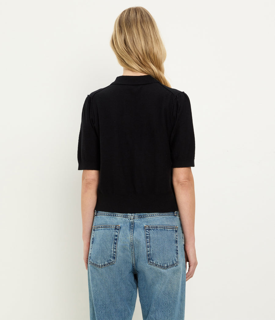 Sparrow Button Up Top in Black Back View  #BLACK
