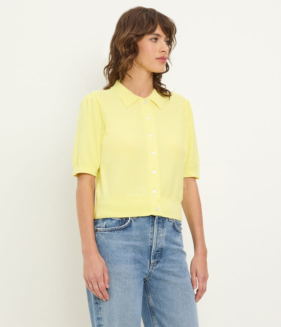 Sparrow Button Up Top in BUTTERCUP Yellow Side View #BUTTERCUP