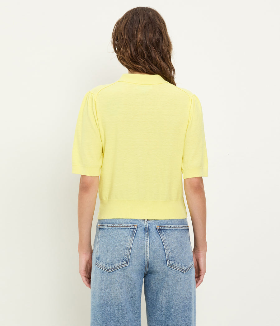 Sparrow Button Up Top in BUTTERCUP Yellow Back View #BUTTERCUP