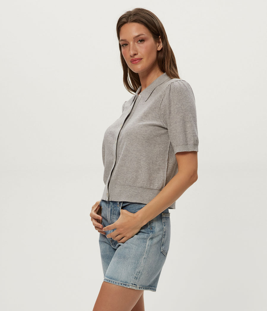 Sparrow Button Up Top in Heather Grey Grey Side View #HEATHER GREY