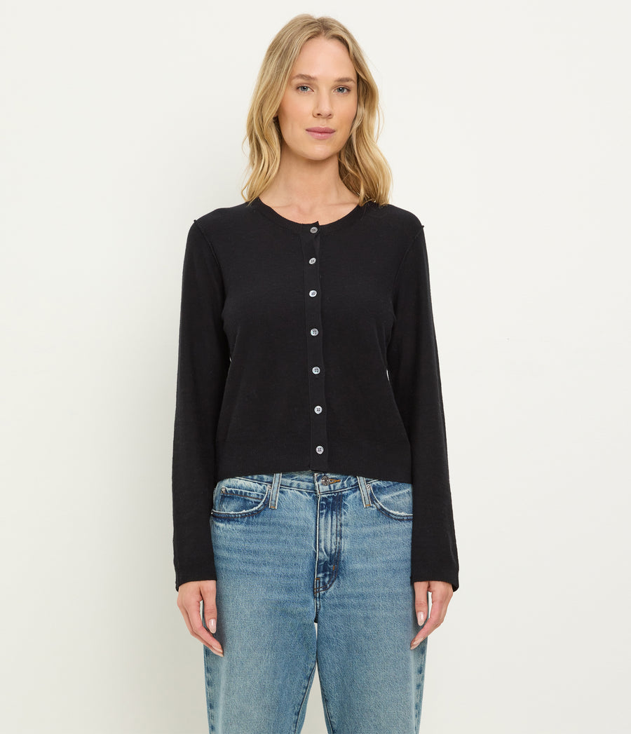 Flynn Cardigan in Black Full Body View #BLACK