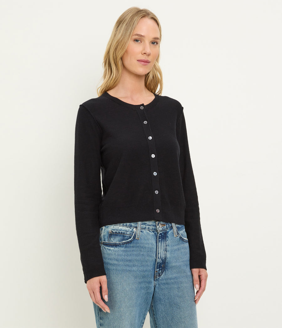 Flynn Cardigan in Black Side View #BLACK