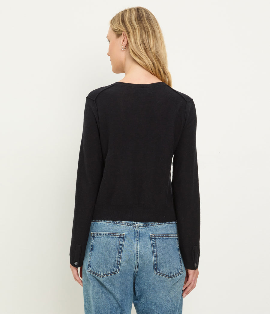 Flynn Cardigan in Black Back View  #BLACK