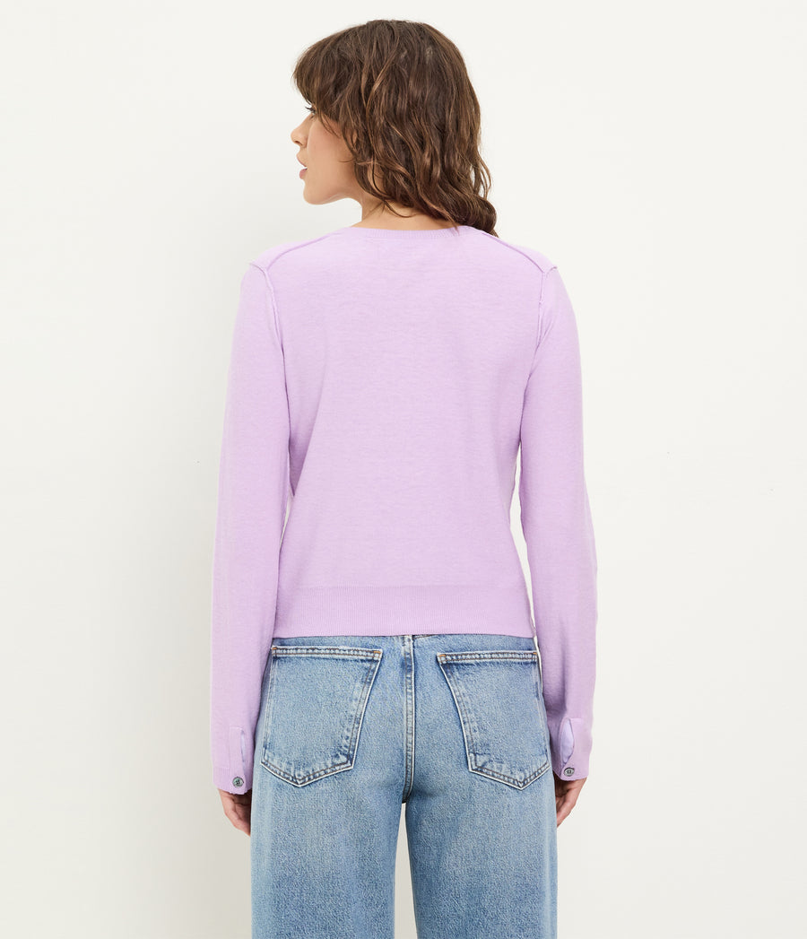 Flynn Cardigan in WHIMSY PURPLE Back View #WHIMSY