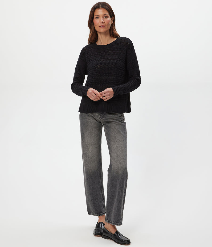Kaylin Relaxed Pullover in Black Full Body View #BLACK
