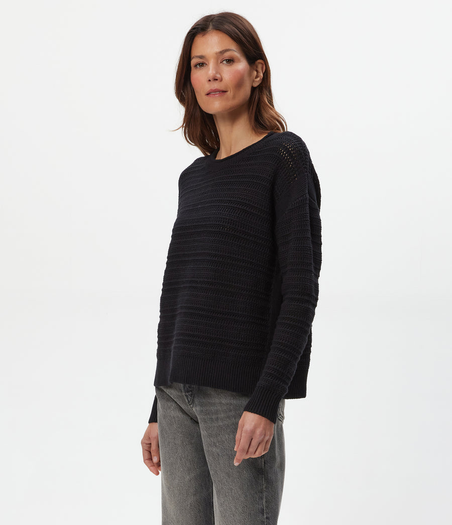 Kaylin Relaxed Pullover in Black Side View #BLACK