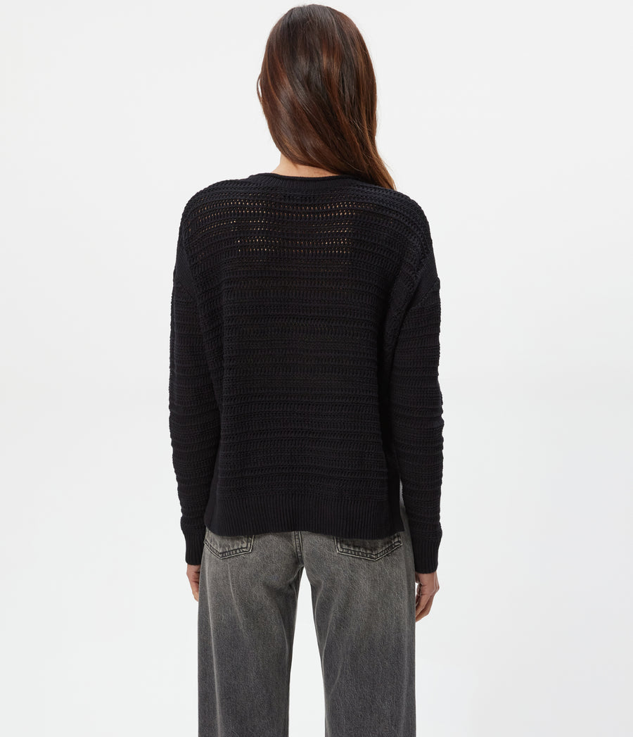 Kaylin Relaxed Pullover in Black Back View  #BLACK
