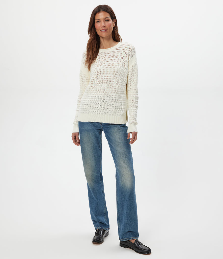 Kaylin Relaxed Pullover in Ivory White Full Body View #IVORY