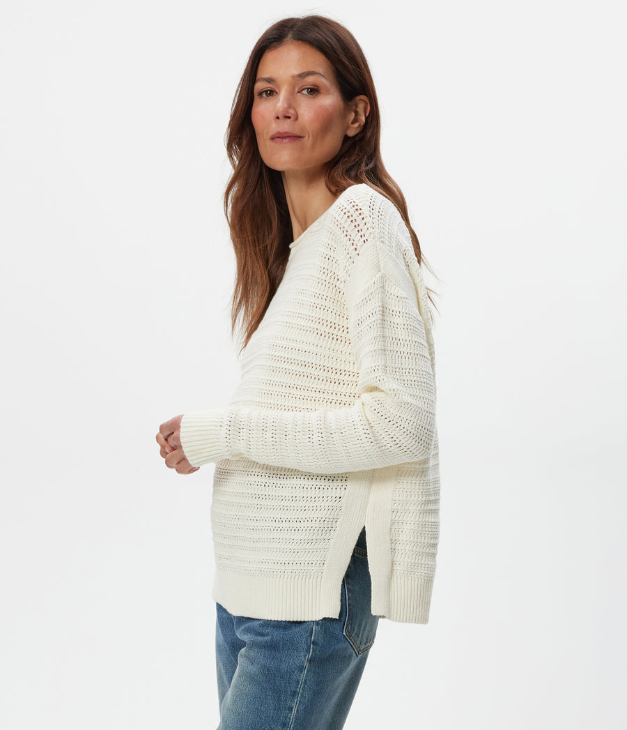 Kaylin Relaxed Pullover in Ivory White Side View #IVORY