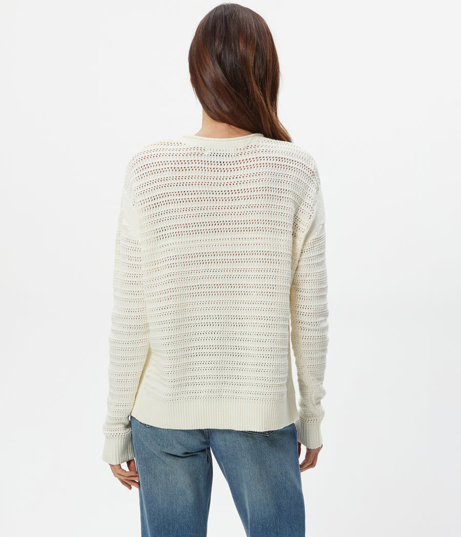 Kaylin Relaxed Pullover in Ivory White Back View #IVORY
