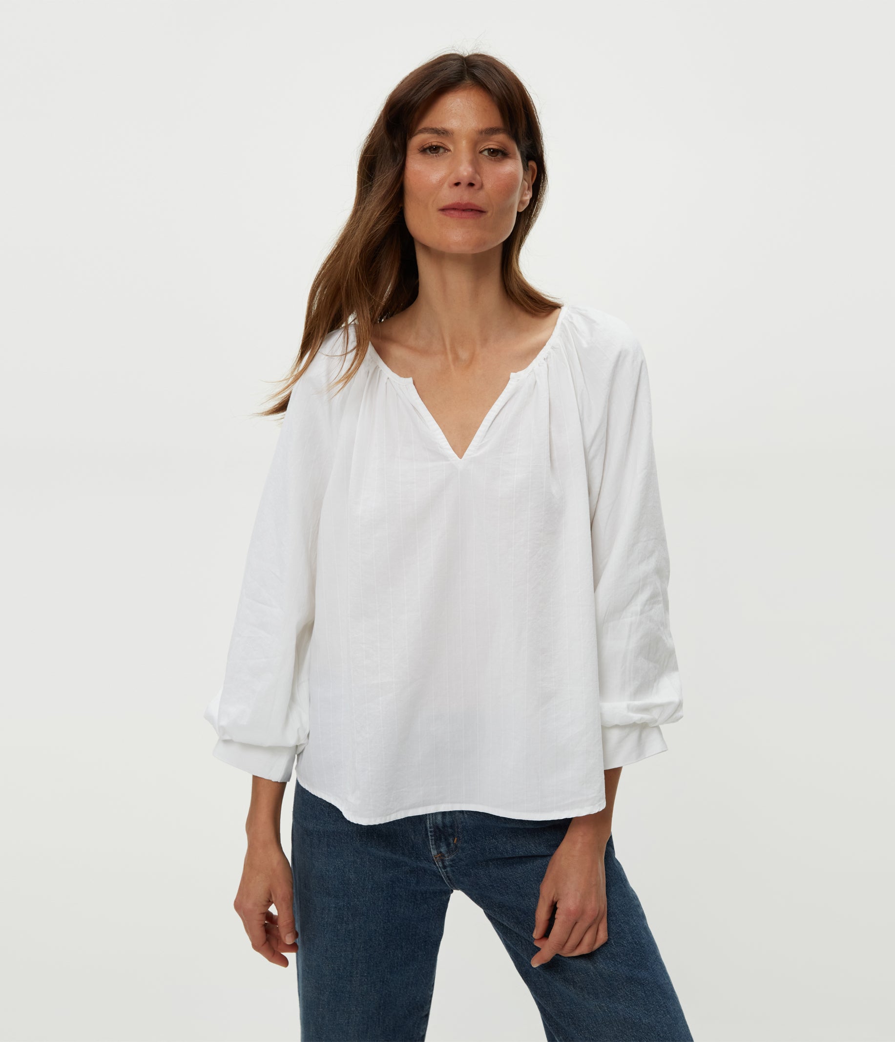 ☆NICK&NICOLE☆ DOTS MOCK NECK HALF TOPIVORY Women's Oversized Notch-Neck Go Team Graphic Sweatshirt