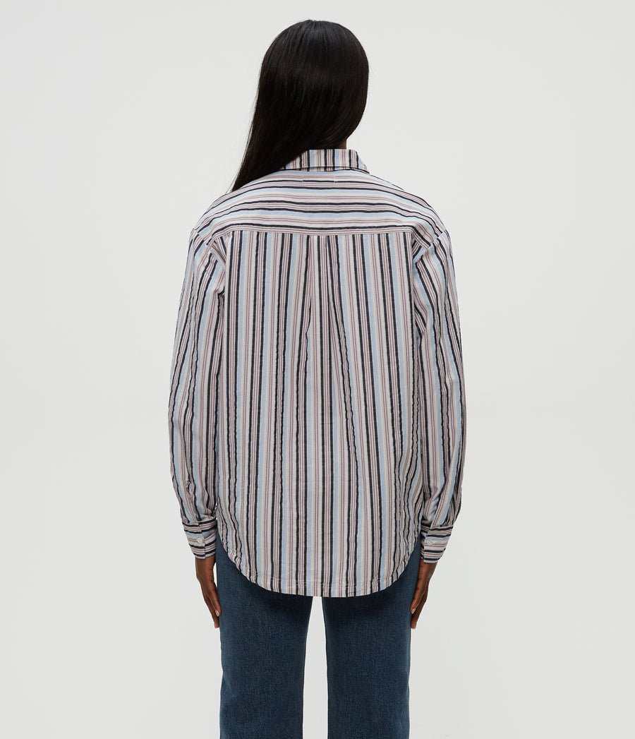 Beau Button Down Shirt in CEMENT GREY MULTI Side View #CEMENT MULTI