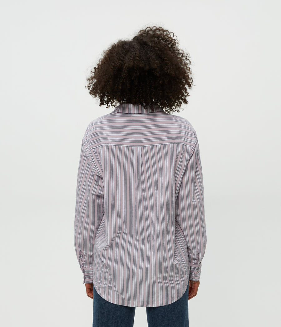Beau Button Down Shirt in Sachet Stripe Combo Back View #SACHET STRIPE