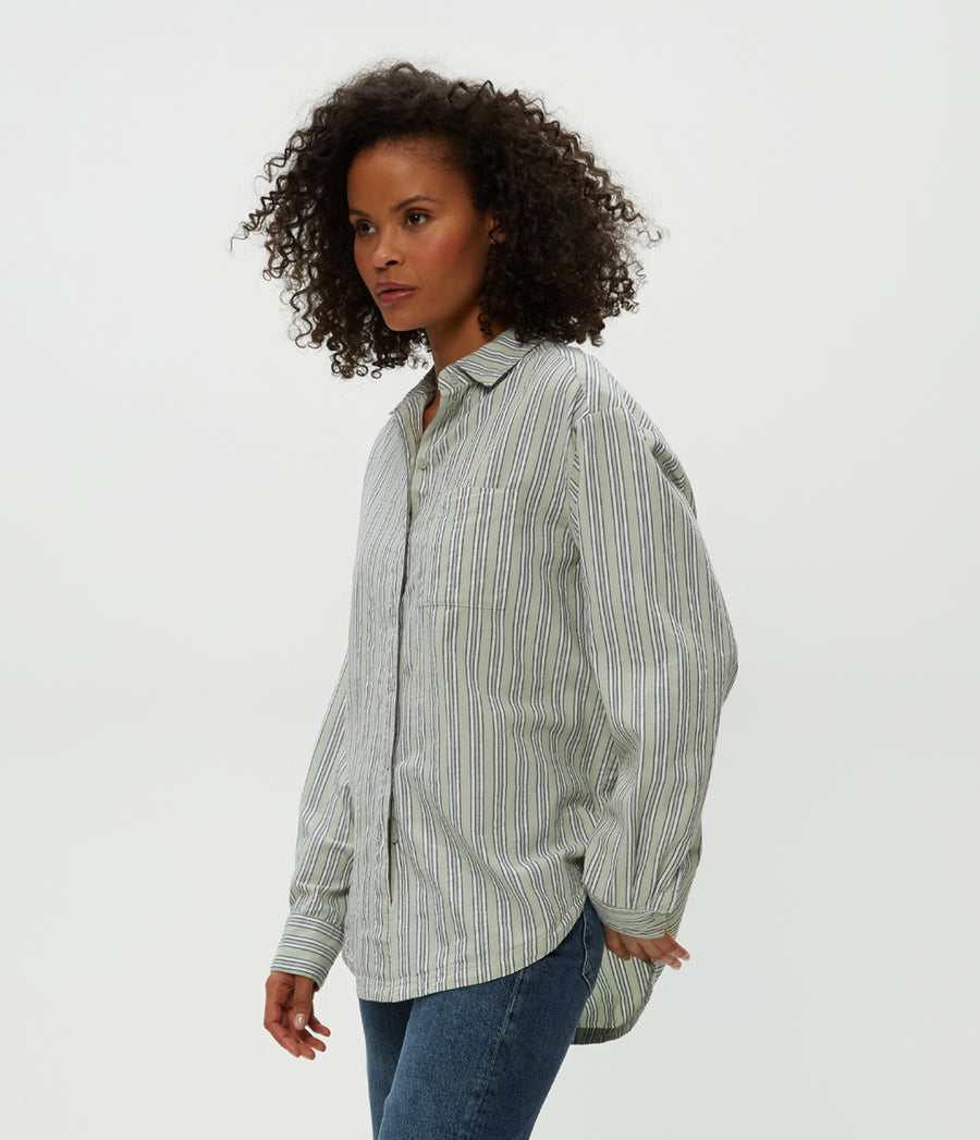 Beau Button Down Shirt in Seacrest Stripe Combo Side View #SEACREST STRIPE