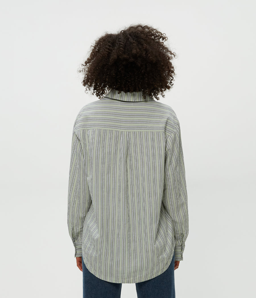 Beau Button Down Shirt in Seacrest Stripe Combo Back View #SEACREST STRIPE