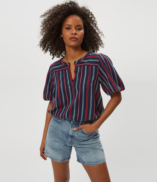 シャツ IONSEOUL Star Embroidery Stripe Shirt SRSPORTSHIRTLIGHTBLUESTRIPED-1