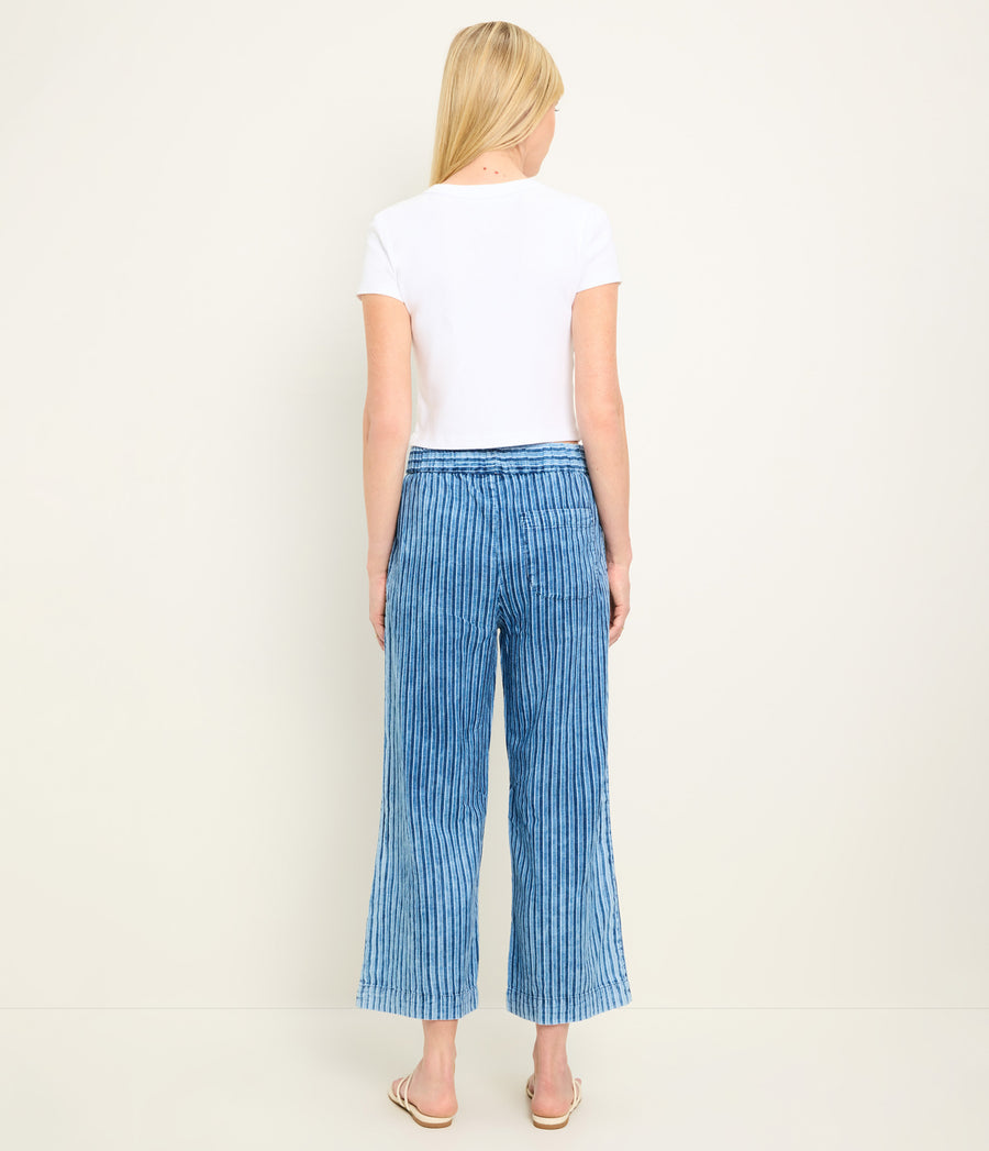 Cody Striped Cropped Pant  in Indigo BLUE Back View #INDIGO STRIPE