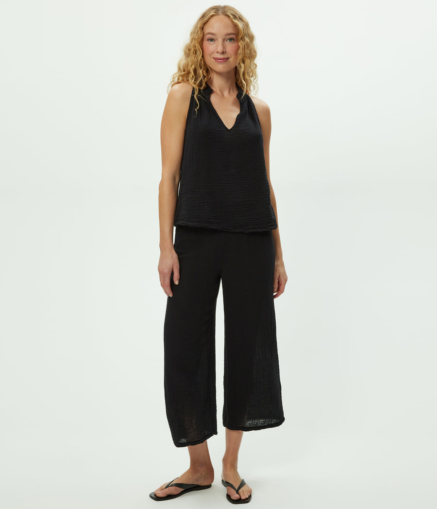 Viola Gauze Tank in Black Full Body View #BLACK