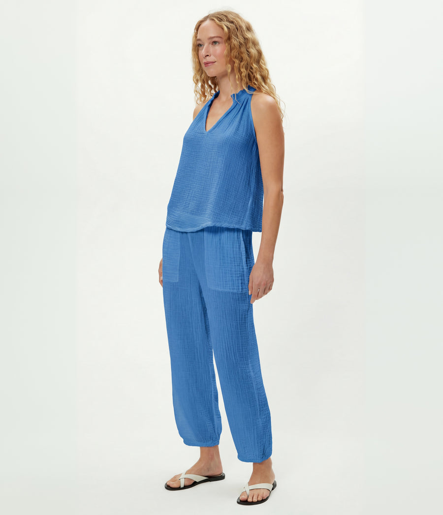 Madeline Flutter Sleeve Dress in BABY BLUE Blue Side View #BLUE RIBBON