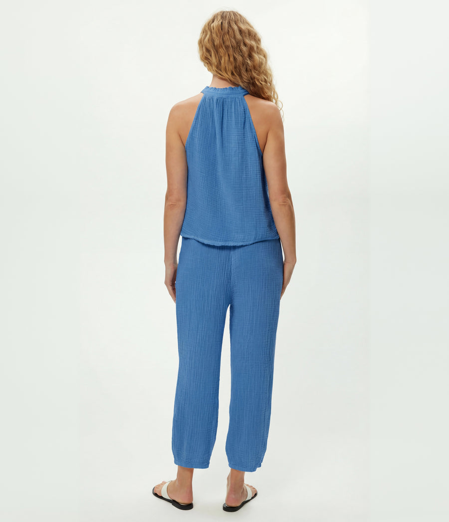 Madeline Flutter Sleeve Dress in BABY BLUE Blue Back View #BLUE RIBBON