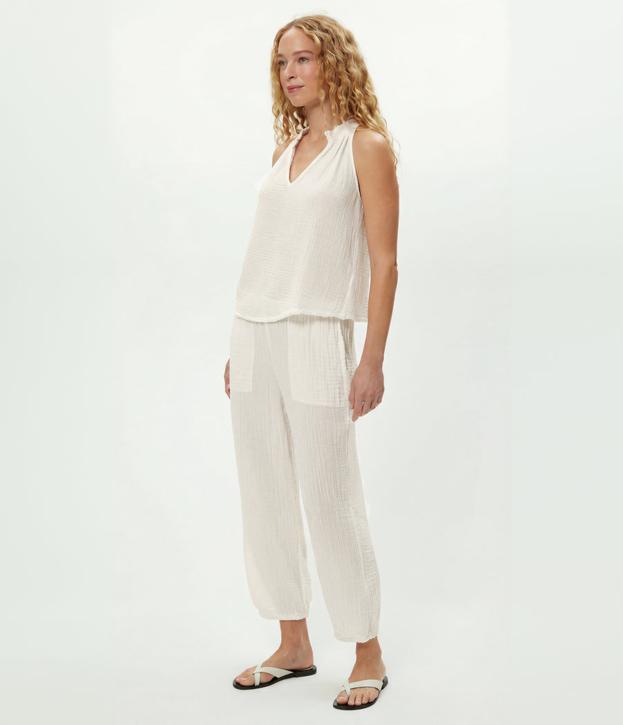 Viola Gauze Tank in Chalk White Side View #CHALK