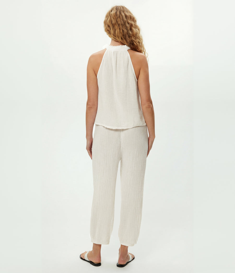 Viola Gauze Tank in Chalk White Back View #CHALK
