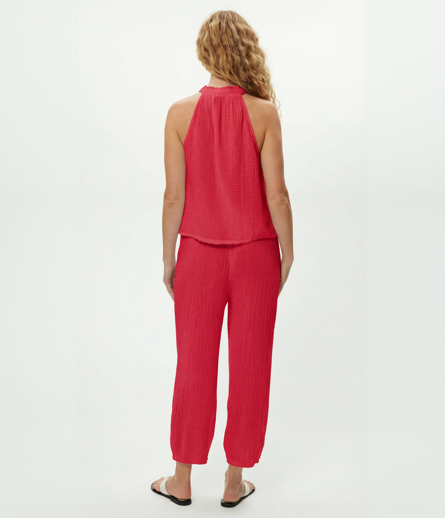 Viola Gauze Tank in LACQUER RED Back View #LACQUER