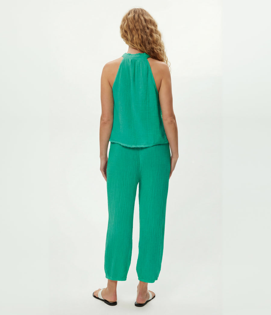 Viola Gauze Tank in MALDIVES Green Back View #MALDIVES