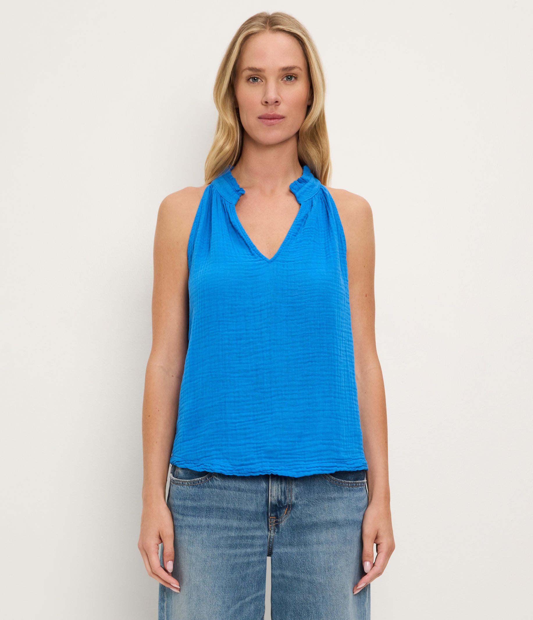 Dahlia Crochet Trim Waist Tie Tank