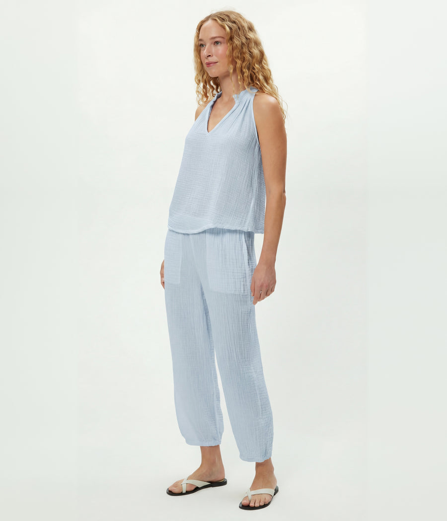 Viola Gauze Tank in SPLASH Blue Side View #SPLASH