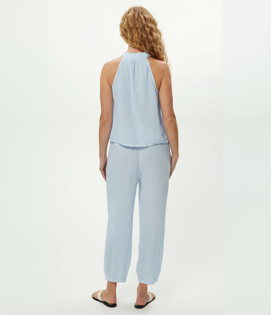 Viola Gauze Tank in SPLASH Blue  Back View #SPLASH