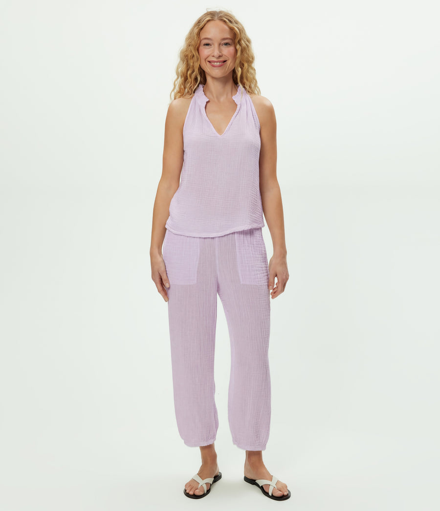 Viola Gauze Tank in WHIMSY PURPLE Full Body View #WHIMSY