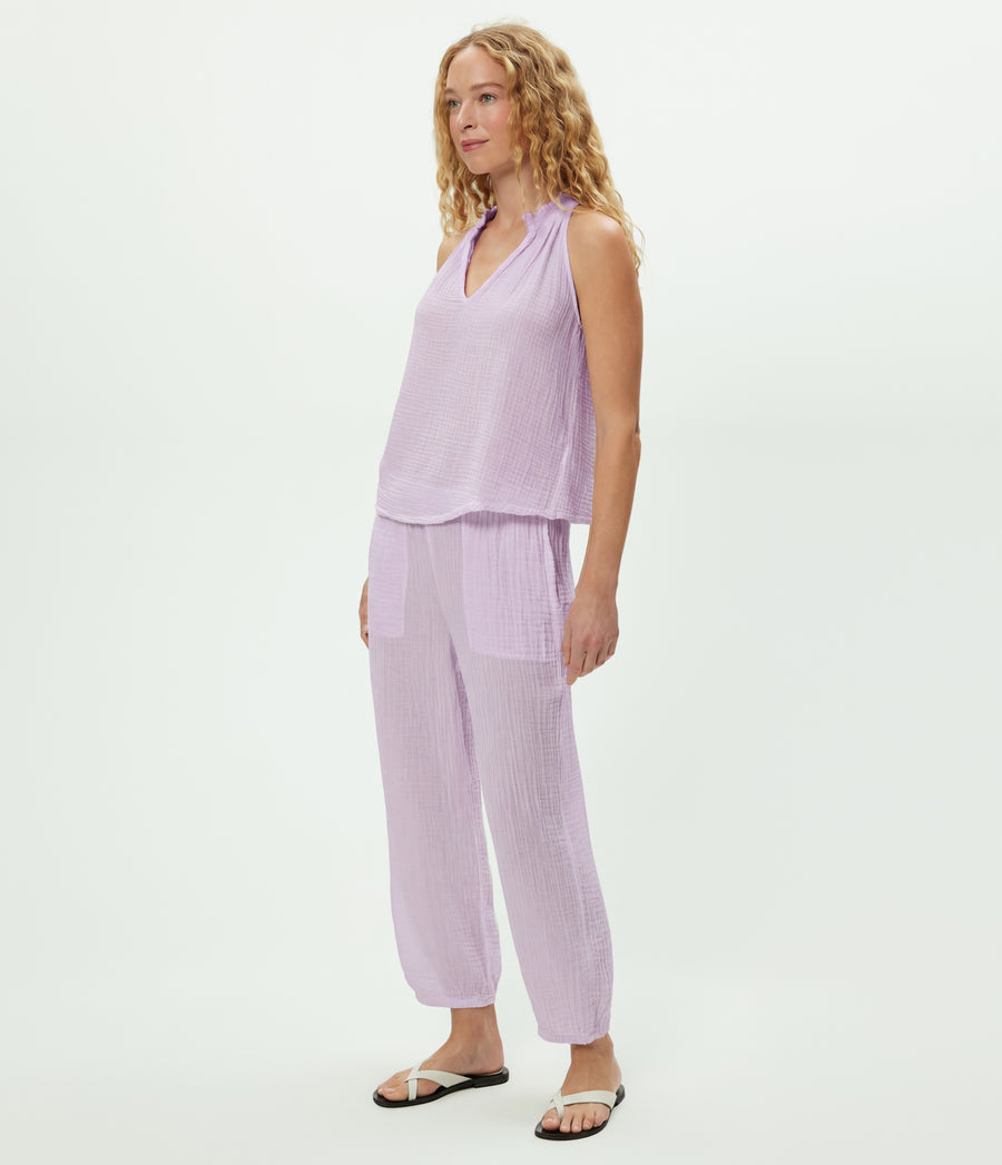 Viola Gauze Tank in WHIMSY PURPLE Side View #WHIMSY