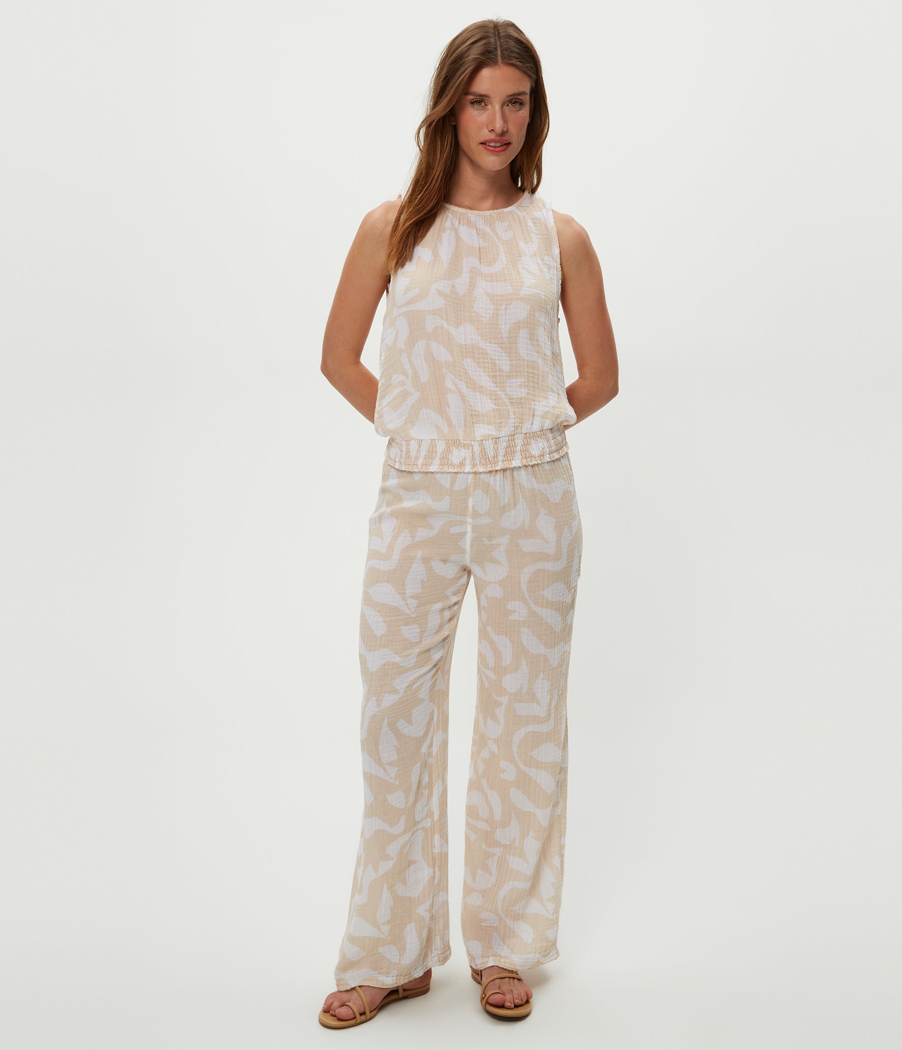 Janelle Printed Tie Neck Tank