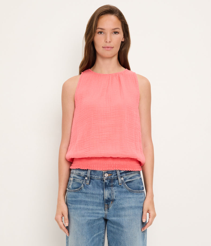 Janelle Tie Neck Tank CORAL SHERBET / XL #CORAL SHERBET
