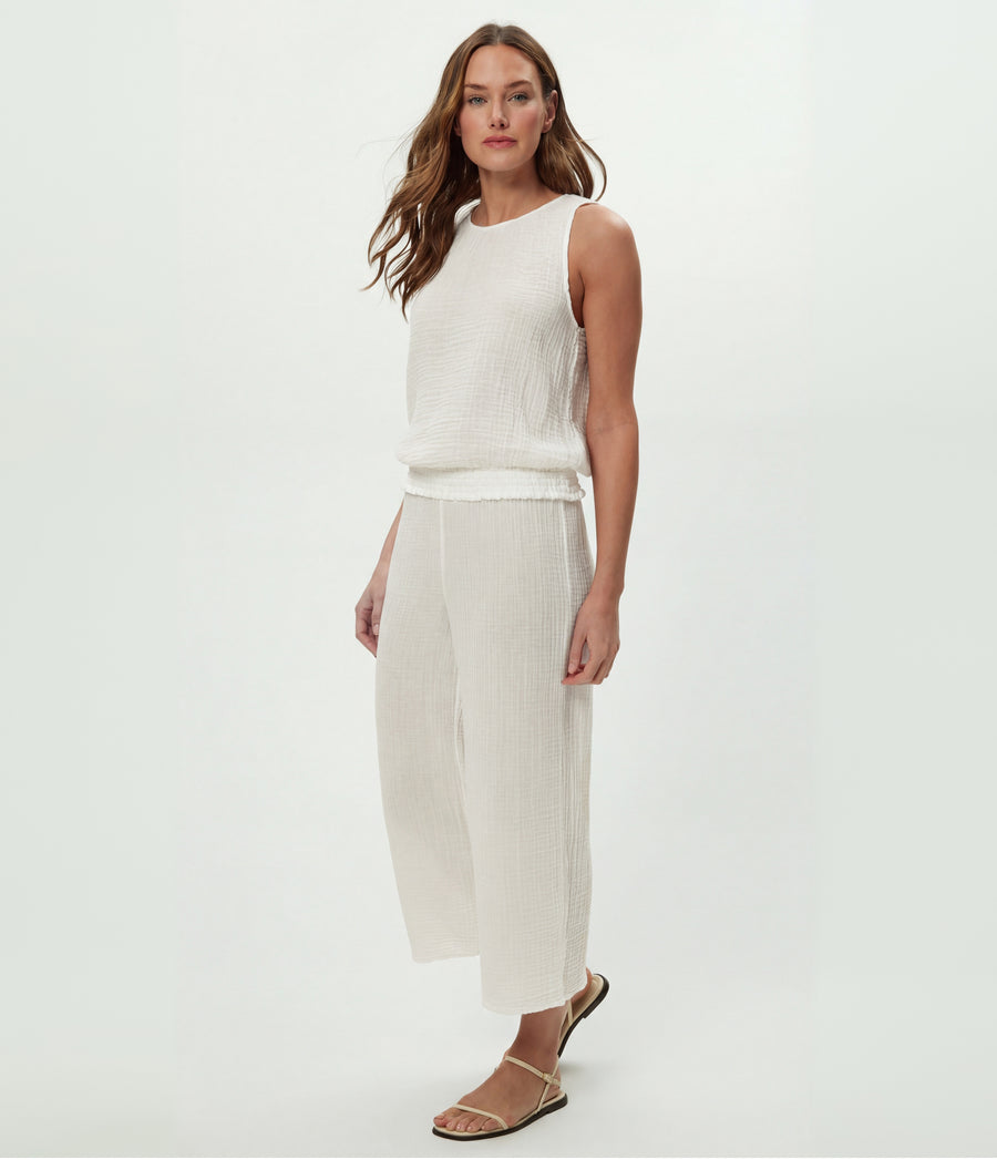 Janelle Tie Neck Tank in Chalk White Side View #CHALK