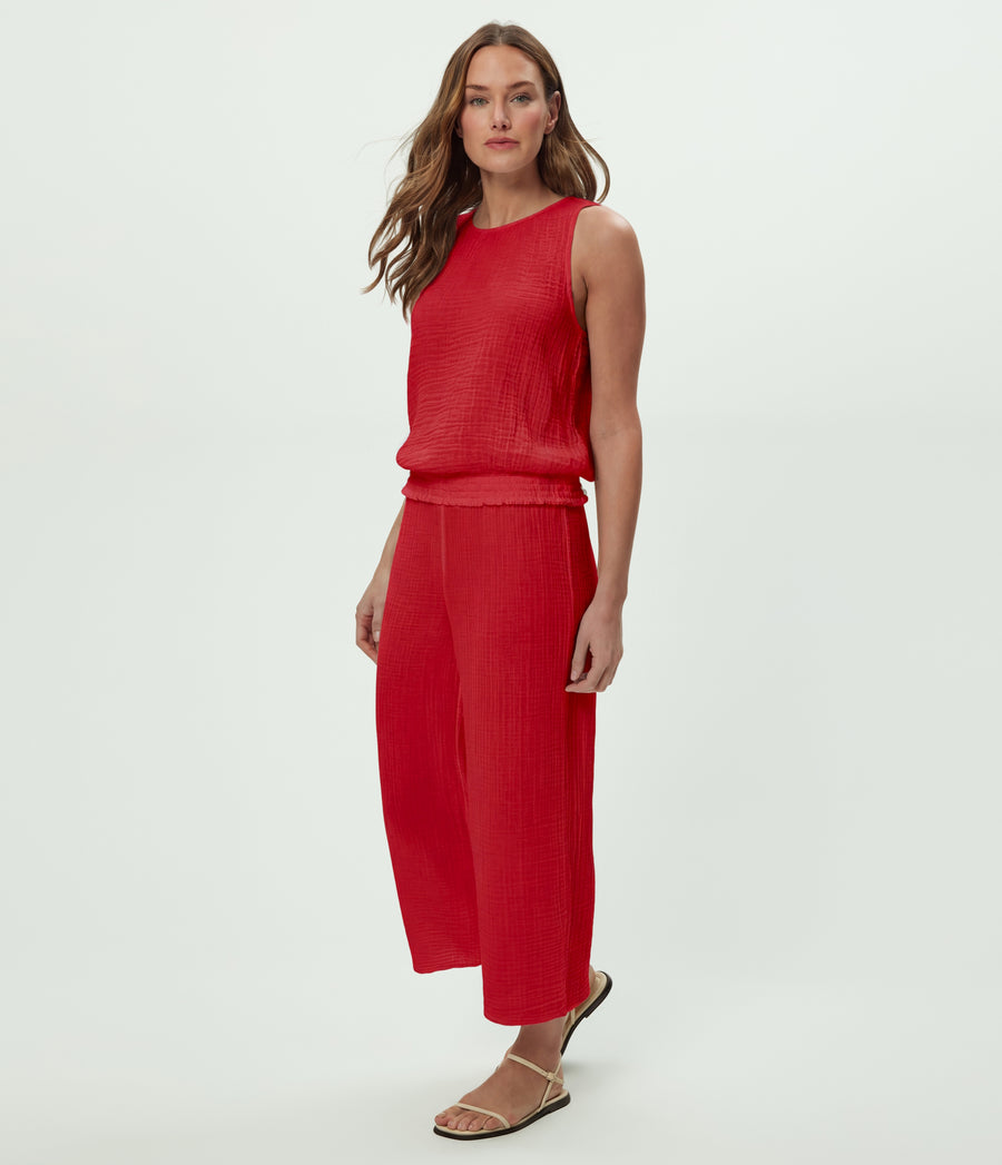 Janelle Tie Neck Tank in LACQUER RED Side View #LACQUER