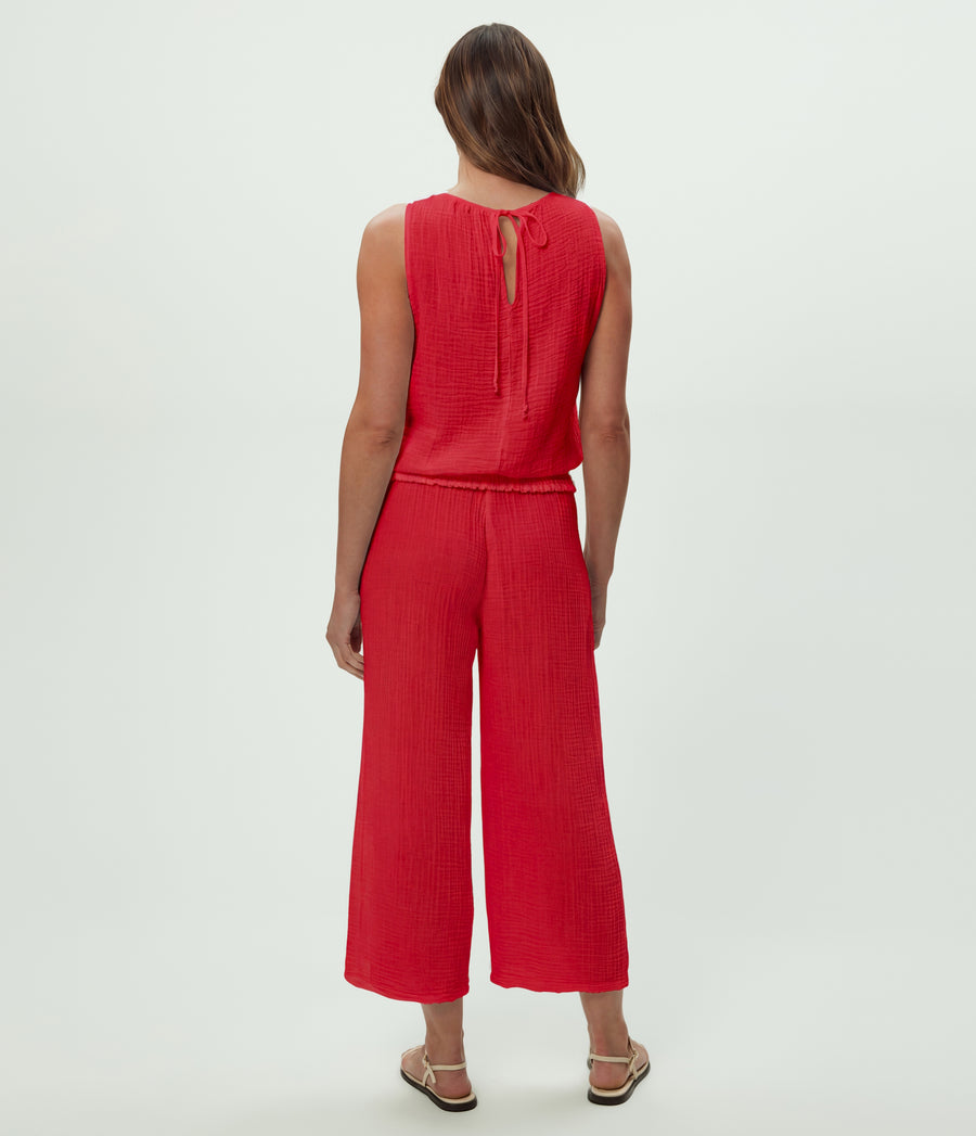 Janelle Tie Neck Tank in LACQUER RED Back View #LACQUER