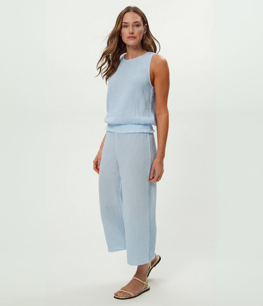 Janelle Tie Neck Tank in SPLASH Blue Side View #SPLASH