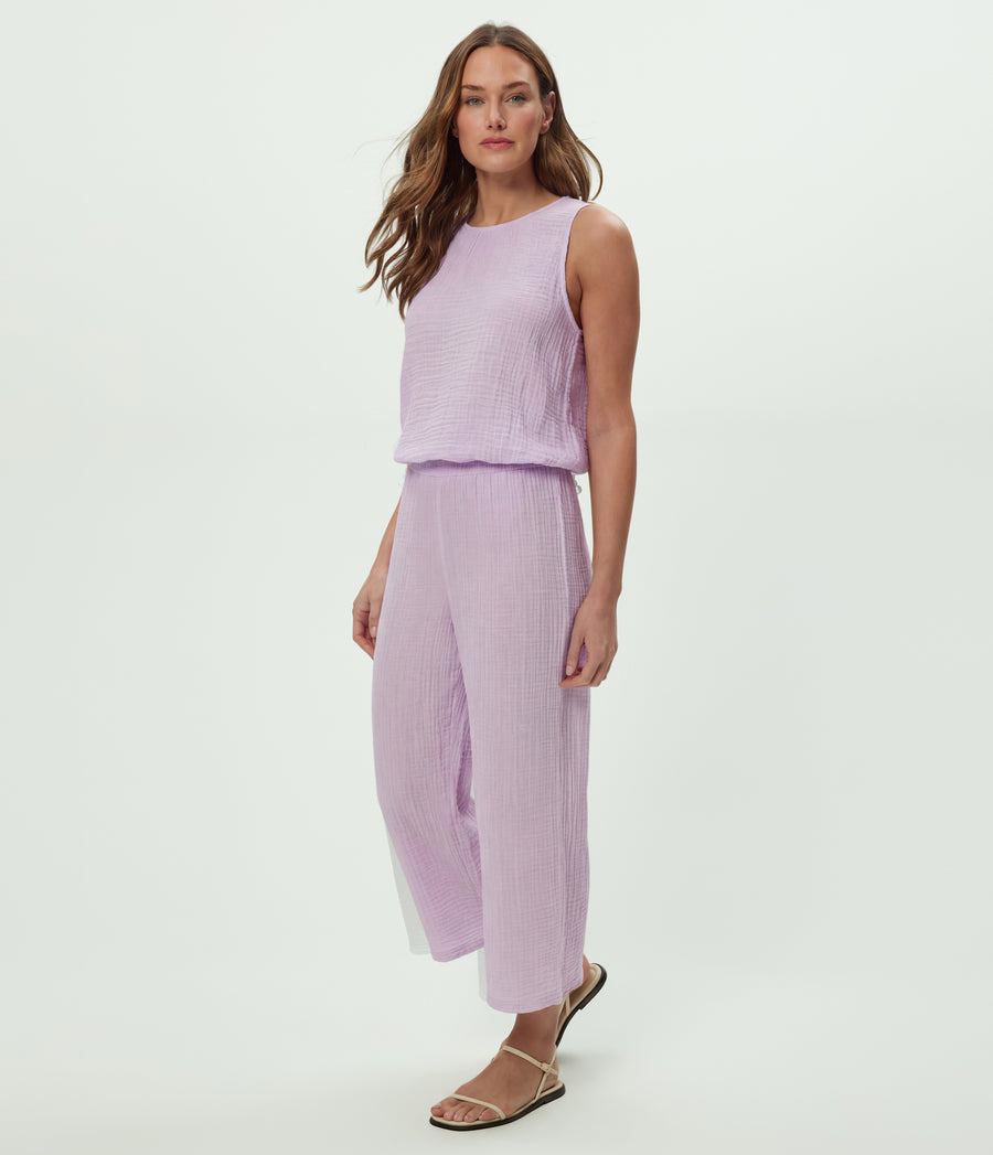 Janelle Tie Neck Tank in WHIMSY PURPLE Side View #WHIMSY