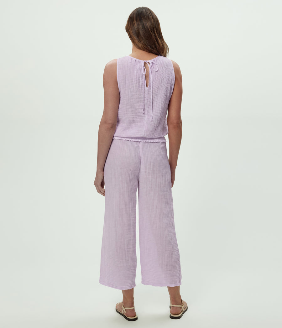 Janelle Tie Neck Tank in WHIMSY PURPLE Back View #WHIMSY